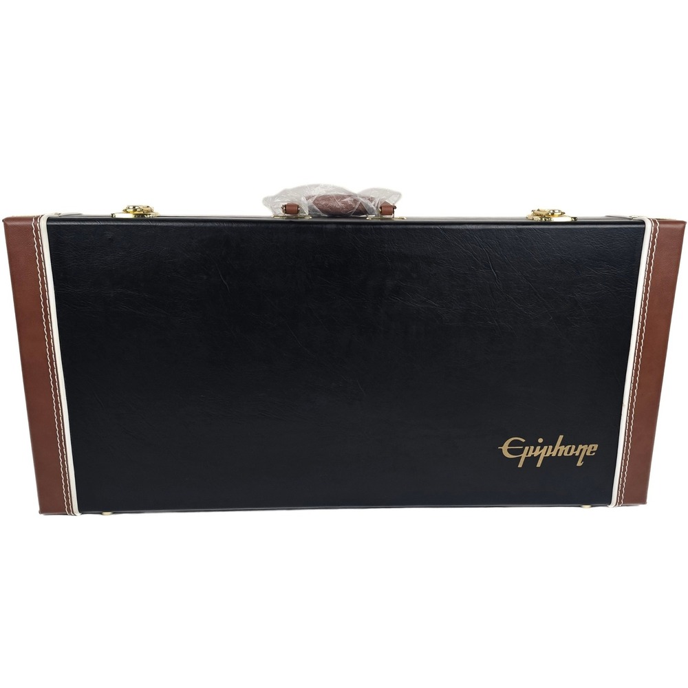 Epiphone Mandolin Hardshell Case Black Brown Faux Leather Plush Grey Lining Gold
